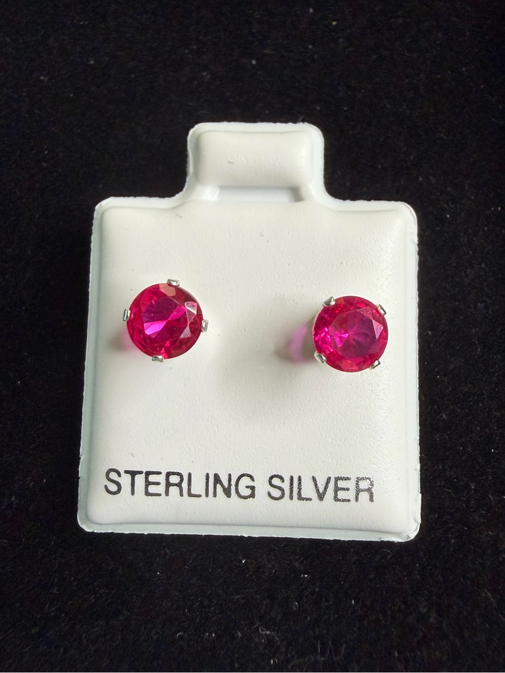 925 Sterling Silver Hot Pink Earrings
